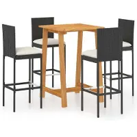 Syfax Ensemble de bar de jardin avec coussins 5 pcs Noir