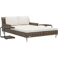 Syfax Chaise longue à 2 places avec coussins Résine tressée Marron