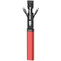 FoneFunShop Budi 9-en-1 Essential Travel Charge & Data Sync Cable Stick - Rouge, construction durable avec transfert de données rapide pour la connectivité des téléphones mobiles et des appareils