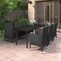 Prolenta Maison Exclusive - Ensemble de salon de jardin 7 pièces avec coussins en rotin synthétique et verre