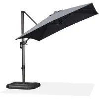 Markenlos Grand parasol autoportant (250 x 250 cm) avec manivelle, rotation à 360°, pédale et pied en croix pour la protection solaire sur les terrasses et les balcons, gris
