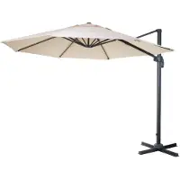 Markenlos HWC-A96 Parasol rond à pied en Y pour usage professionnel, Ø 3 m, polyester, aluminium/acier, 23 kg – Crème