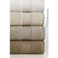 Aucune Serviettes Main Aucune - Set De 4 50 X 85 Cm Marron Éponge Bord Décoratif