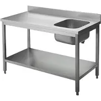 Kbs Meuble sous-évier 1600x600x850 mm, vasque à gauche avec rebord et fond surélevés.