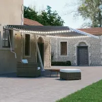 Prolenta Maison Exclusive - Store manuel rétractable avec éclairage LED, dimensions 600 x 300 cm, coloris bleu et blanc