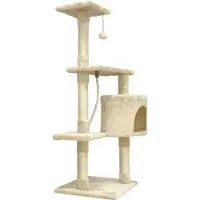 Paloma Arbre à chat, beige, 40 x 40 x 114 cm, 3 plateformes, 1 corde, 1 griffoir, 1 niche