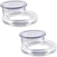 Markenlos Lot de 2 œillets pour parasol de 5 cm et capuchons pour tables de terrasse, en silicone transparent, comprenant 2 anneaux et 2 butées.