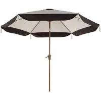 Markenlos Parasol, Ø 270 cm, parasol de balcon avec pompons, inclinaison réglable par bouton-poussoir et manivelle, parasol de jardin avec franges, parasol de terrasse, protection UV 50+ (beige)