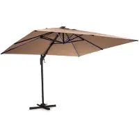 Markenlos Parasol avec panneau solaire et éclairage LED pour balcon et terrasse – imperméable, résistant aux UV, réglable, protection solaire pour le jardin