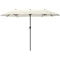 Markenlos Parasol rectangulaire 380 x 200 cm, résistant au vent, grand parasol avec protection UV et manivelle, pour terrasse et jardin, blanc