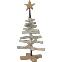 Syfax Sapin de Noël avec support Marron 60 cm Bois de teck solide