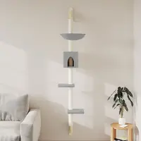 Syfax Arbre à chat mural avec griffoir gris clair 187 cm