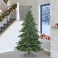 Prolenta Arbre de Noël artificiel pliable, vert, 240 cm, en PVC et en acier