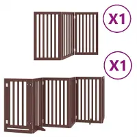 Syfax Barrière pour chien porte pliable 9 panneaux bois de peuplier