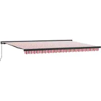 Syfax Auvent Rétractable Rouge et Blanc 500 × 300 cm Tissu et Métal