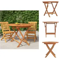 vidaXL Table de jardin pliante Ø 85 x 75 cm en teck massif - Tables de jardin