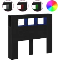 Syfax Tête de lit LED avec étagère Chêne noir 120 x 18,5 x 103,5 cm