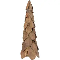 Syfax Sapin de Noël avec support Marron 80 cm Bois de teck solide