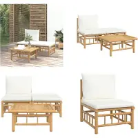 vidaXL 3 pcs. Garden Lounge Set with Coussin Creme Bambus - Garden Lounge Set - Garden Lounge Sets - Lounge Set - Garden Furniture Set