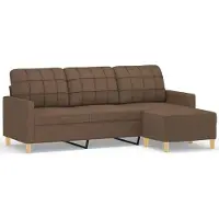 vidaXL Canapé 3 places avec pouf Marron 180 cm Tissu