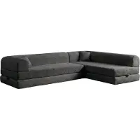 Hannah Home , canapé convertible 3 places, couleur anthracite, 280 cm, 100% velours "Rippplüsch", 4 coussins, emballage plat
