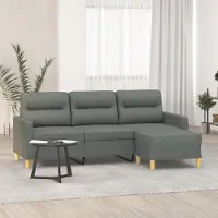 Prolenta Maison Exclusive - Canapé 3 places avec pouf, gris foncé, 180 cm, tissu