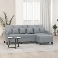 Prolenta Maison Exclusive - Canapé 3 places avec pouf, gris clair, 180 cm, tissu