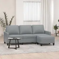 Prolenta Maison Exclusive - Canapé 3 places avec pouf, gris clair, 180 cm, tissu