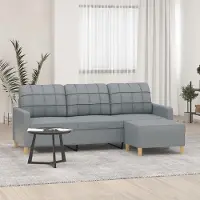 Prolenta Maison Exclusive - Canapé 3 places avec pouf, gris clair, 180 cm, tissu