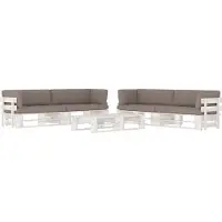 Syfax Salon de jardin palette 6 pcs et coussins Pin imprégné de blanc