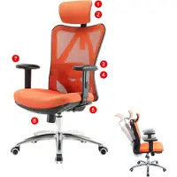 Mendler Chaise de bureau HWC-J86, chaise de bureau, ergonomique charge maximale 150kg sans repose-pieds, orange