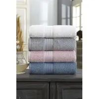 Kein Hersteller Serviette À Main Aucune - Set De 4 Coton 50 X 85 Cm Blanc Gris Rose Bleu
