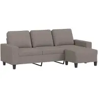 Syfax Canapé à 3 places avec repose-pieds Taupe 180 cm Tissu