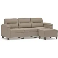 vidaXL Canapé 3 places avec pouf Taupe 180 cm Tissu microfibre