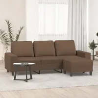 Prolenta Maison Exclusive - Canapé 3 places avec pouf, marron, 180 cm, tissu