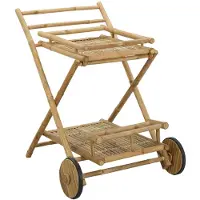 Syfax Chariot à thé avec roues Naturel 79 x 67,5 x 84 cm Bambou
