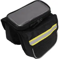 Gistuch Sacoche pour cadre de vélo, tissu en nylon 600D, film sensible en TPU, bandes réfléchissantes, double fermeture éclair, poche pour téléphone portable antichoc, jaune