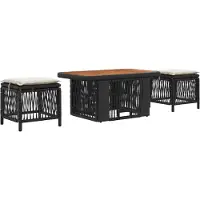 Syfax Ensemble de salle à manger pour jardin 3 pcs Noir et Crème