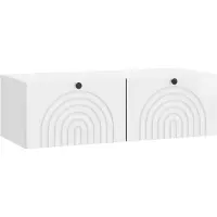Syfax Meuble TV mural Montage mural Blanc brillant 98 x 41 x 30 cm