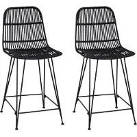 vidaXL Tabourets de bar, lot de 2, noir, 44 x 54 x 96 cm, rotin et acier