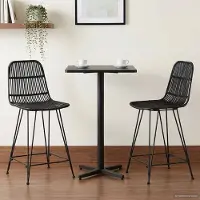 Prolenta Maison Exclusive - Ensemble de 2 tabourets de bar, couleur noire, dimensions 44 x 54 x 96 cm, en rotin et en acier
