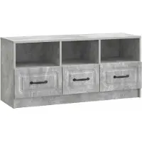 Syfax Meuble TV Gris béton 102 x 34,5 x 47 cm Bois d'ingénierie