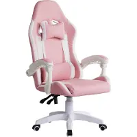 CLIPOP Chaise de bureau ergonomique Gaming, avec accoudoir, appuie-tête, coussin lombaire, rose