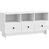 Syfax Meuble TV Blanc brillant 102 x 34,5 x 50 cm Bois d'ingénierie