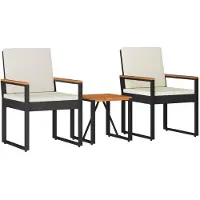 Syfax Ensemble de meubles d'extérieur 3 pcs Noir et blanc crème