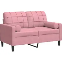 Syfax Canapé 2 places avec oreillers décoratifs rose 120 cm velours