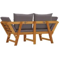 vidaXL Banc de jardin avec coussins 2 en 1 Bois massif Acacia