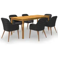 vidaXL Ensemble de jardin 7 pièces noir