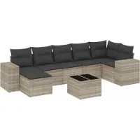 vidaXL Ensemble de jardin canapé 8 pièces avec coussins gris clair Poly rotin