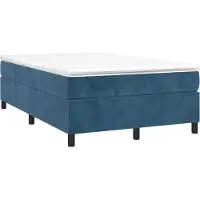 vidaXL Sommier boxspring bleu foncé 140x200 cm velours